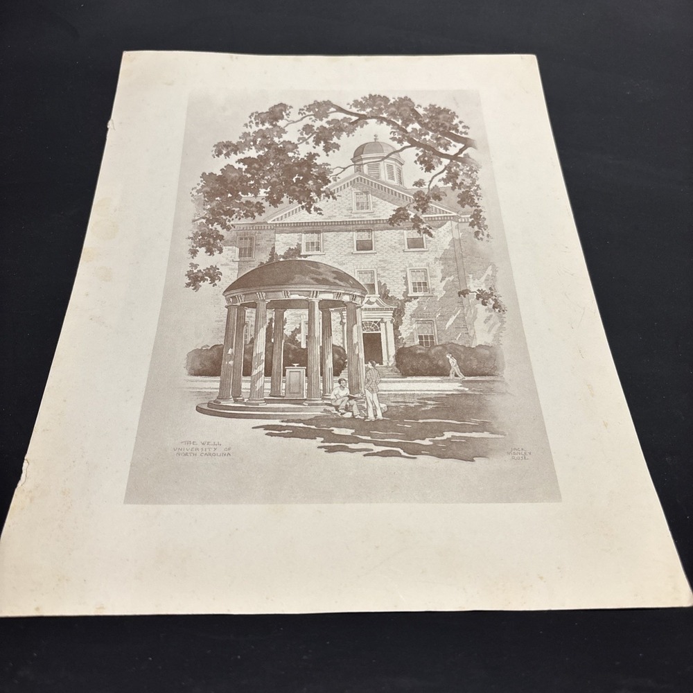 Vintage UNC Chapel Hill Jack Manley Rose Art Print Lot 4 The Well Playmakers